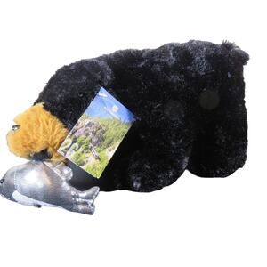 Exclusive Rocky Mountaineer Plush Bear Souvenir with Silver Fish Accessory